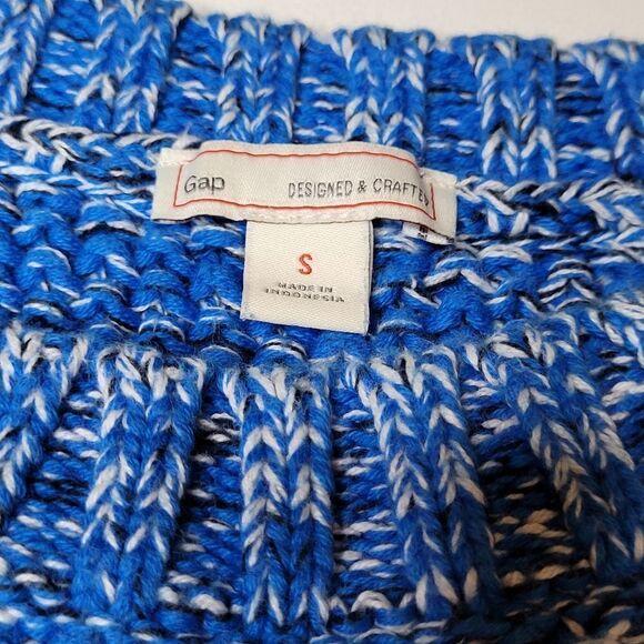 S GAP oversized blue black white crew neck soft cotton sweater SMALL - Picture 6 of 8